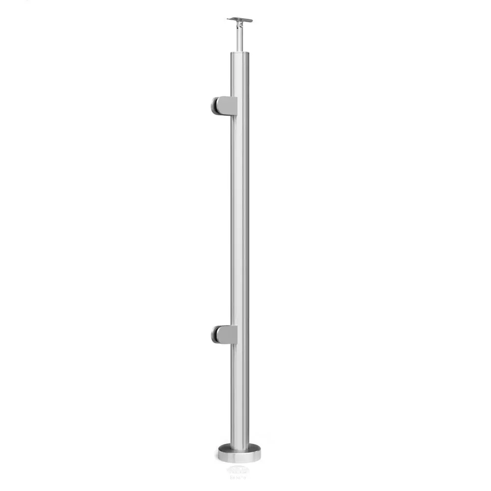 POSTE Ø2" 50.8mm 2 CONECTORES P/VIDRIO SS304