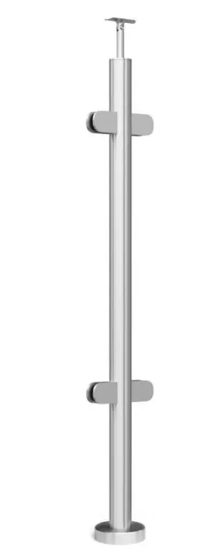 POSTE DE 2" 50.8mm 4 CONECTORES VIDRIO SS304