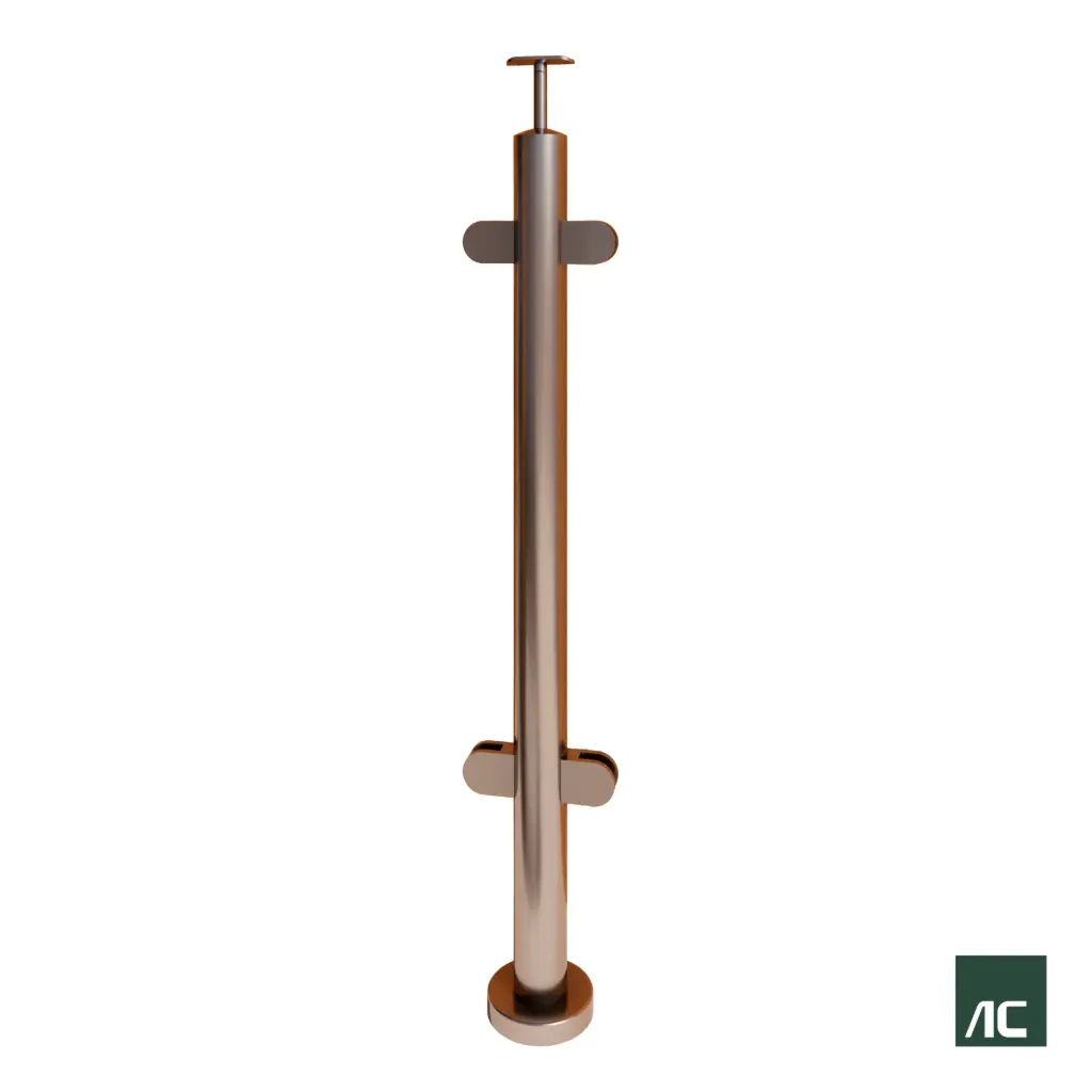 POSTE Ø2" 50.8mm 4 CONECTORES P/VIDRIO SS304