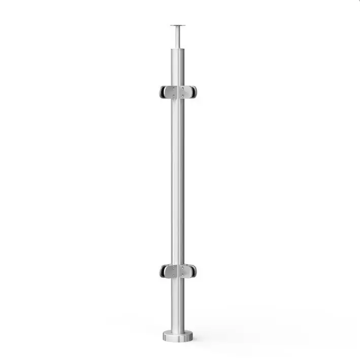 POSTE ESQUINA 90° Ø2" 50.8mm 2x2 CONECTORES P/VIDRIO SS304