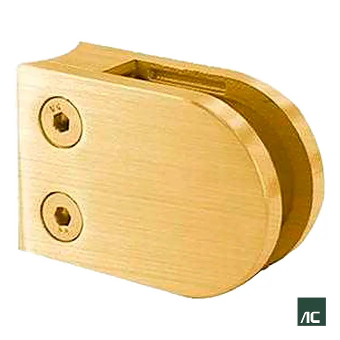ABRAZADERA DE VIDRIO 8mm - 10mm A TUBO Ø2" 50.8mm 50x40x25 SS304 DORADO