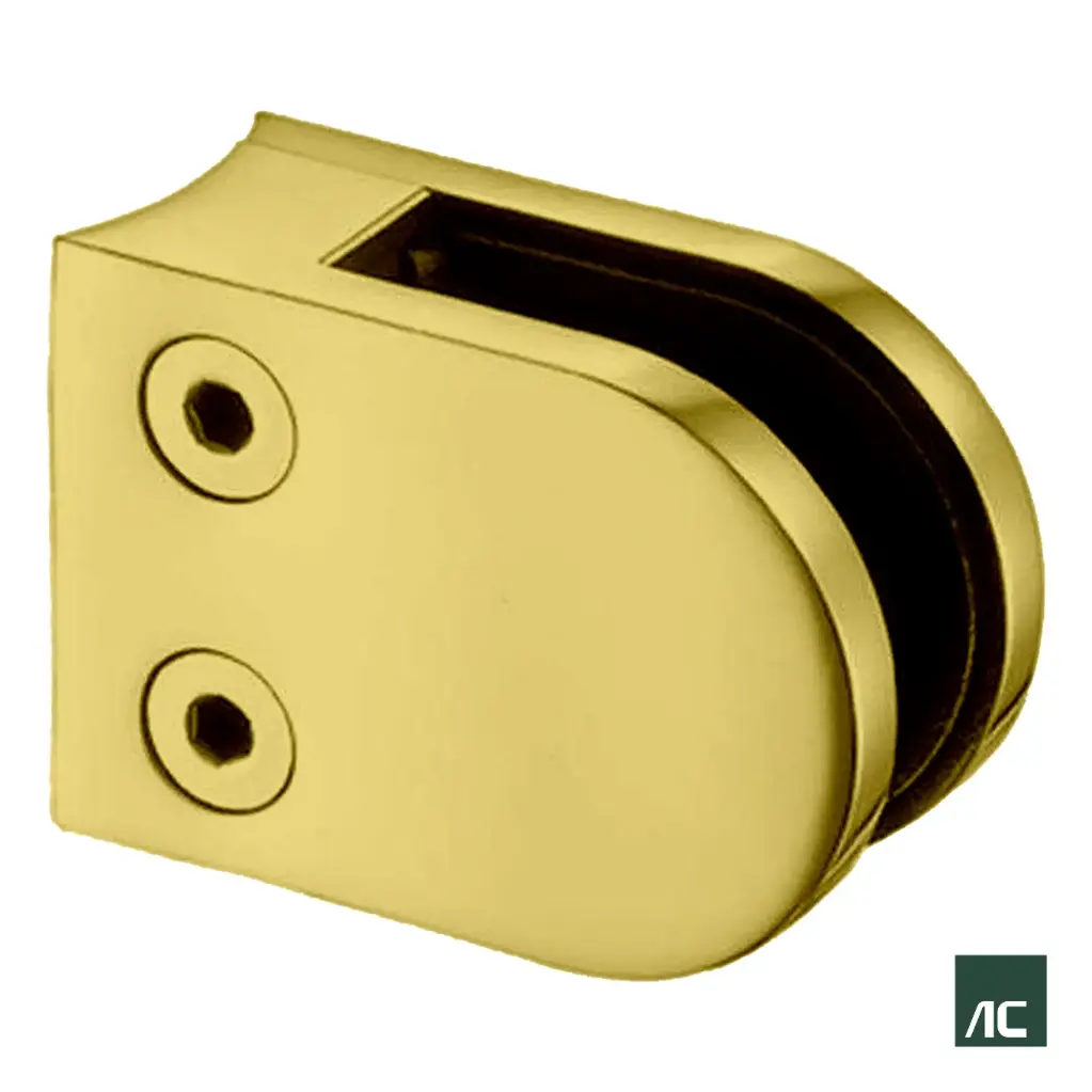 ABRAZADERA DE VIDRIO 8mm - 10mm A TUBO Ø2" 50.8mm 50x40x25 SS304 DORADO