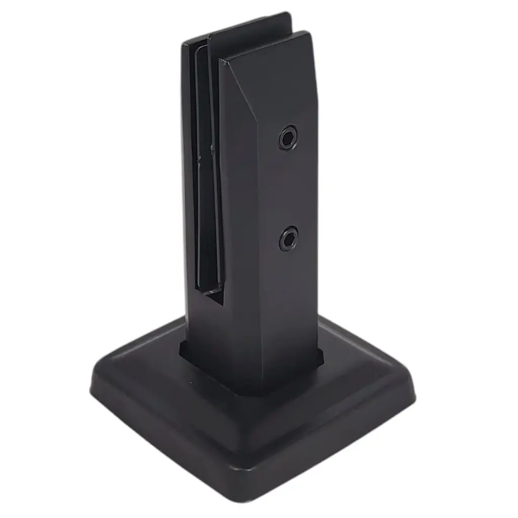 ABRAZADERA DE VIDRIO DE 10mm, 12mm CON ALTURA DE 160mm PARA ANCLAR A PISO 304 ACABADO NEGRO