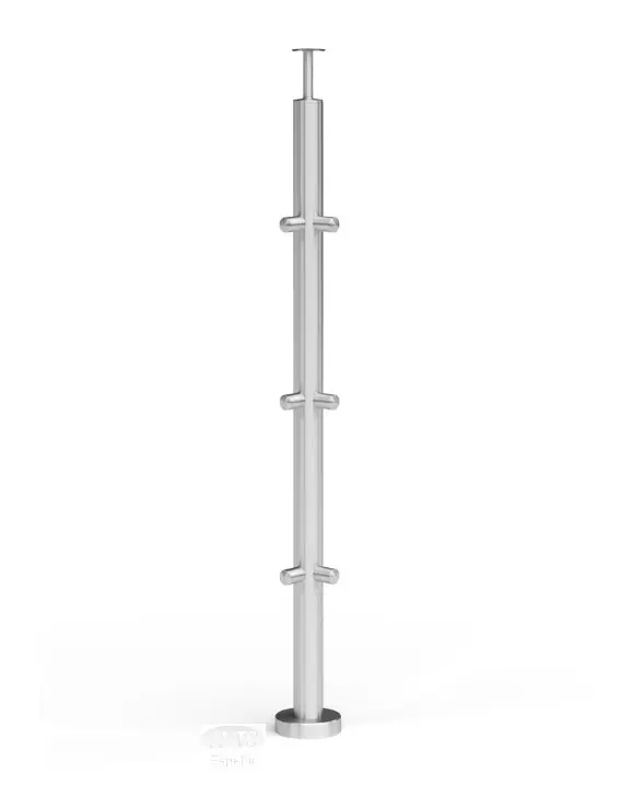 POSTE ESQUINA 90° Ø1.1/2" 38.1mm 6x6 CONECTORES T/ROBOT Ø1/2" SS304