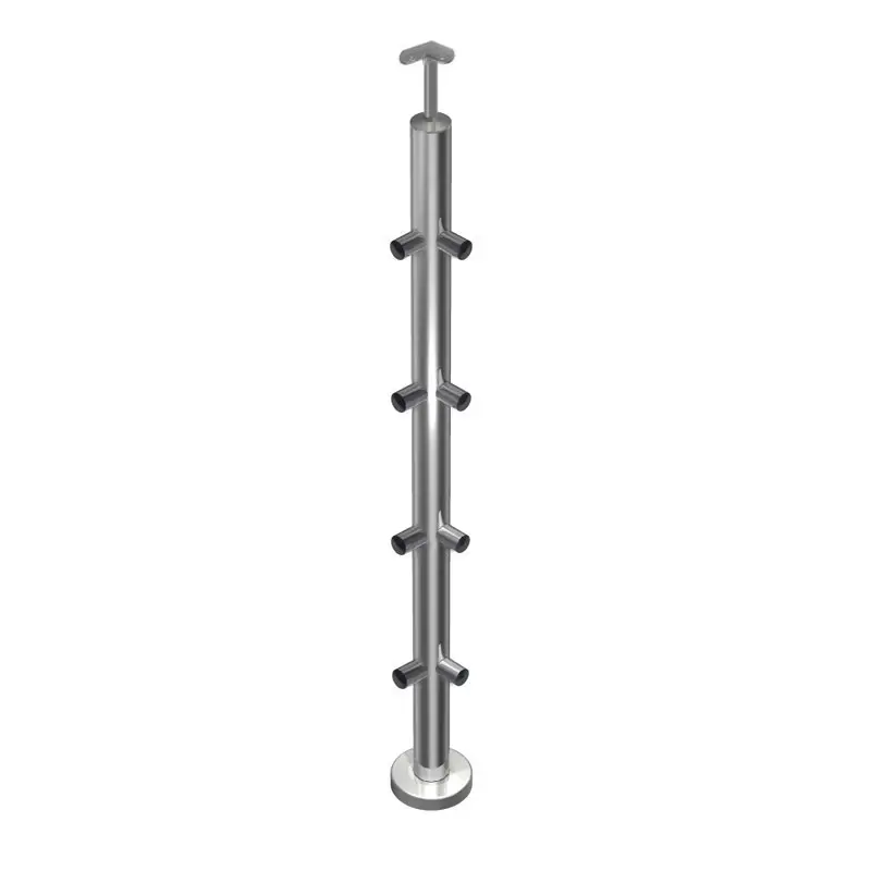 POSTE ESQUINA 90° Ø2" 50.8mm 6x6 CONECTORES T/ROBOT Ø1/2" SS304