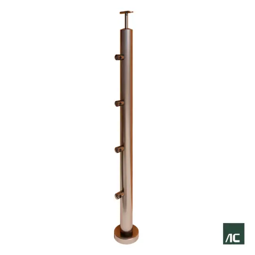 [PR02031] POSTE Ø1.1/2" 38.1mm 4 CONECTORES T/ROBOT Ø3/4" SS304