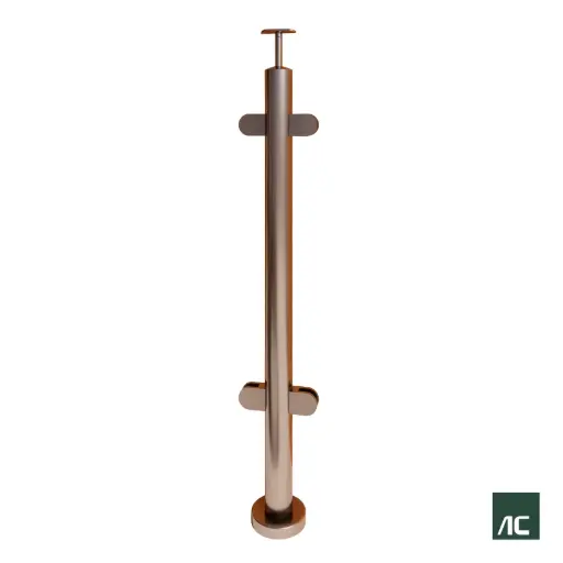 [PR02017] POSTE Ø1.1/2" 38.1mm 4 CONECTORES P/VIDRIO SS304