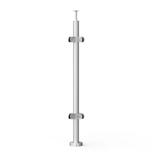 [ACS915] POSTE DE 2" 50.8mm 4 CONECTORES VIDRIO PARA ESQUINA A 90° SS304