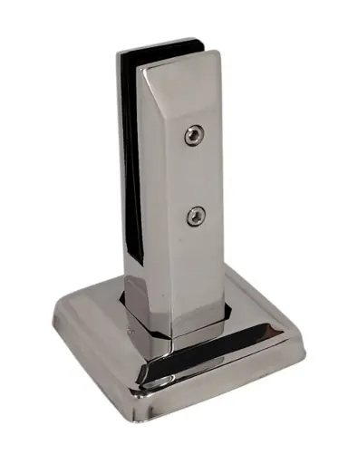 [ACB104] ABRAZADERA DE VIDRIO DE 10mm, 12mm CON ALTURA DE 160mm PARA ANCLAR A PISO 304 ACABADO BRILLANTE