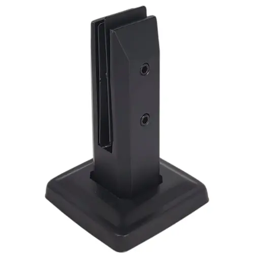 [ACN202] ABRAZADERA DE VIDRIO DE 10mm, 12mm CON ALTURA DE 160mm PARA ANCLAR A PISO 304 ACABADO NEGRO