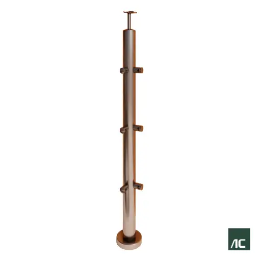 [PR02008] POSTE ESQUINA 90° Ø2" 50.8mm 3x3 CONECTORES T/ROBOT Ø1/2" SS304