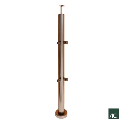 [PR02006] POSTE ESQUINA 90° Ø2" 50.8mm 2x2 CONECTORES T/ROBOT Ø1/2" SS304